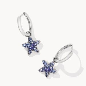 Kendra Scott Jae Star Silver Pave Huggie Earrings